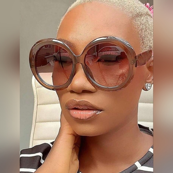 NEW Brown Oversize Round Fashion Sunglasses - Picture 1 of 10